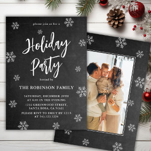 Invitation Russe Chalkboard Snowflake Photo Fête de Fête