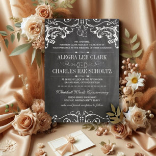 Invitation Russe Chalkboard Typographie Vintage Cottagecore
