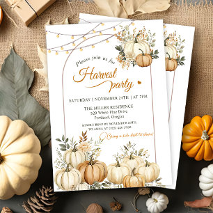 Invitation Russe Citrouille Automne Floral Harvest Party
