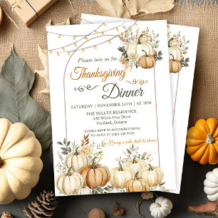 Invitation Russe Citrouille Automne Floral Thanksgiving Dîner