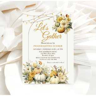 Invitation Russe Citrouille Automne Floral Thanksgiving Dîner