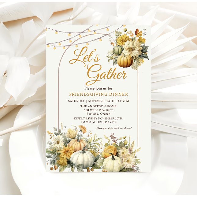 Invitation Russe Citrouille Automne Floral Thanksgiving Dîner (Créateur téléchargé)