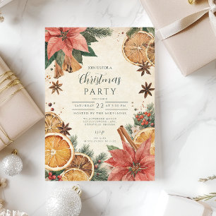 Invitation Russe Citrus Poinsettia Joyeux Noël