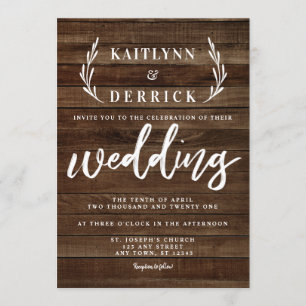 Invitation Russe Country Farmhouse Wood Simple Mariage