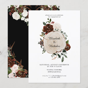 Invitation Russe Country Floral Mariage Engagement Party