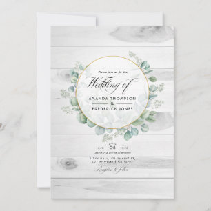 Invitation Russe Country Grange Eucalyptus QR Code Mariage