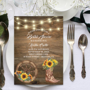 Invitation Russe Cowboy Boot Sunflower Fête des mariées occid