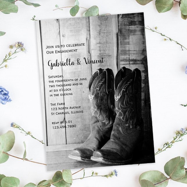 Invitation Russe Cowboy Boots Western Engagement Party (Créateur téléchargé)