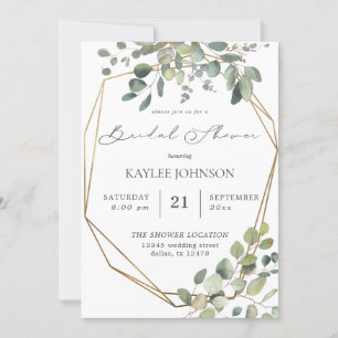 Invitation Russe Eucalyptus & Gold Frame Fête des mariées Inv