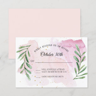 Invitation Russe Eucalyptus Leaf Or Aquarelle moderne RSVP