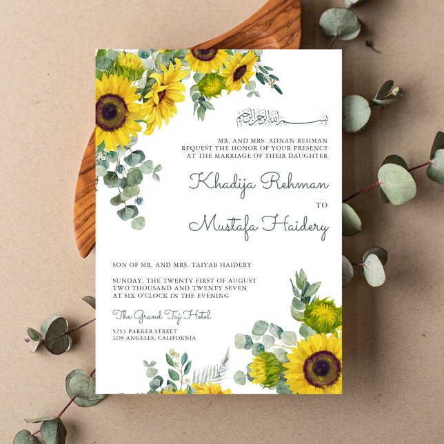 Invitation Russe Eucalyptus tournesol musulman musulman Maria (Créateur téléchargé)