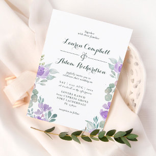 Invitation Russe Floral Eucalyptus violet Mariage