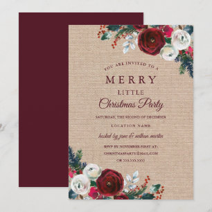 Invitation Russe Floral Rouge Bourgogne Noël