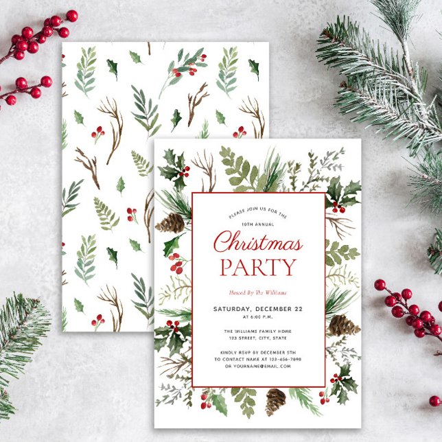 Invitation Russe Forest Berry Pinecone Christmas Party Invit (Créateur téléchargé)