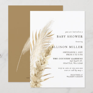 Invitation Russe Genre Neutre Boho Pampas Baby shower Inv