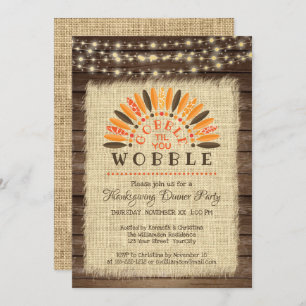 Invitation Russe "Gobble til you Wobble" Thanksgiving Dîner