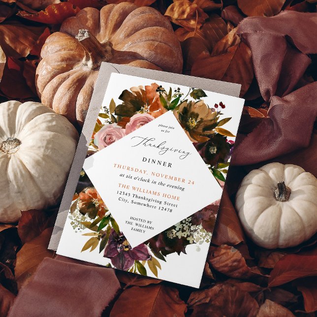 Invitation Russe Gold Fall Floral Thanksgiving S2 (Créateur téléchargé)