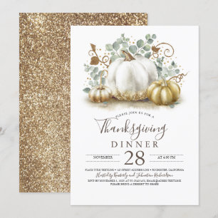 Invitation Russe Gold Parties scintillant Citrouilles Thanksg