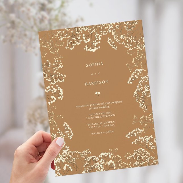 Invitation Russe Gypsophila Goldenrod Mariage de automne (Créateur téléchargé)