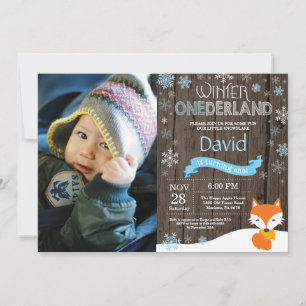Invitation Russe hiver Onederland Fox 1er anniversaire