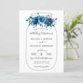 Invitation Russe Indigo Peony Mason Jar Mariage