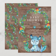 Russe Jungle Blue Rhinoceros Baby shower garçon