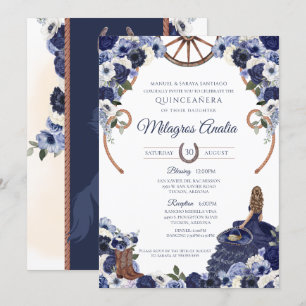 Invitation Russe Marine Bleu Ouest Charro Quinceanera