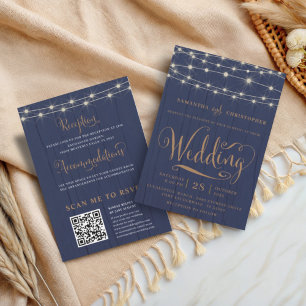 Invitation Russe Marine Éclairage à cordes en un seul Mariage
