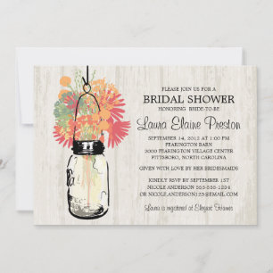 Invitation Russe Mason Jar et Fleurs sauvages