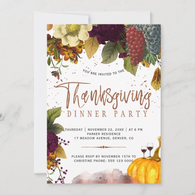 Invitation Russe moisson moderne Thanksgiving dîner party (Devant)