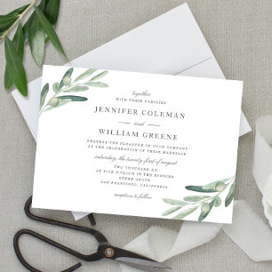 Invitation Russe Olive Tree Aquarelle Botaniques Mariage