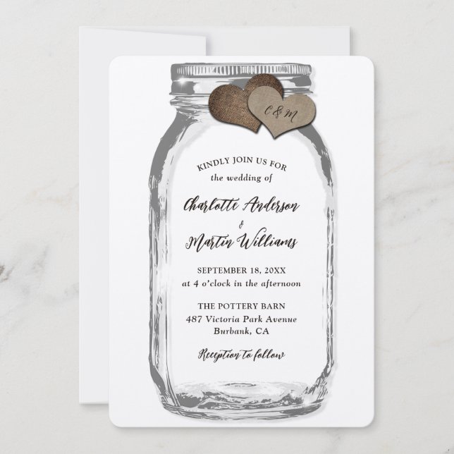 Invitation Russe Pays Mason Jar Kraft Mariage papier (Devant)