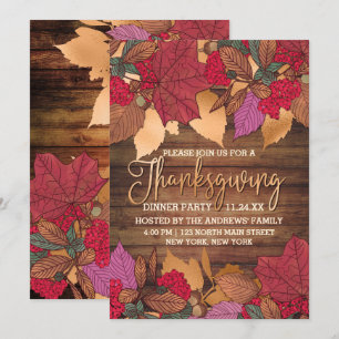 Invitation Russe Pays Rouge Chute Brown Feuilles Thanksgiving