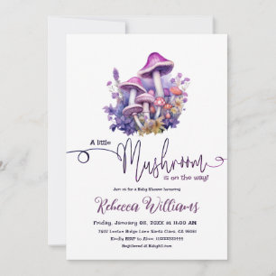 Invitation Russe Petit Champignons Baby shower boisé pourpre