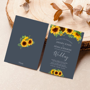 Invitation Russe Royal Blue Opulence Sunflower Boho Mariage