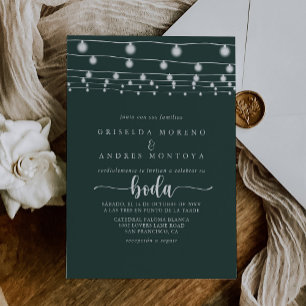 Invitation Russe String lights Mariage espagnol vert