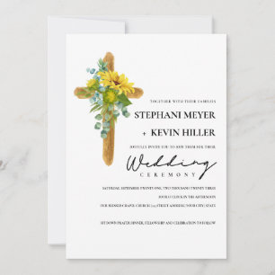 Invitation Russe Sunflower Cross Mariage chrétien