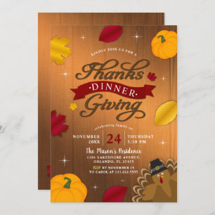 Invitation Russe Thanksgiving Fall quitte Turquie Citrouille