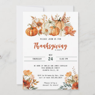 Invitation Russe Thanksgiving Friendsgiving fête d'automne
