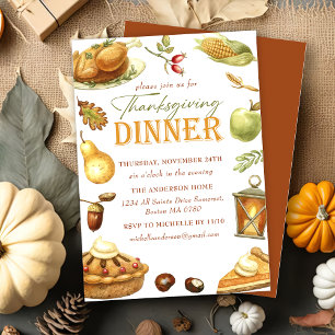 Invitation Russe Turquie Thanksgiving Diner Aquarelle
