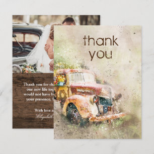Invitation Russe Vintage Mariage de camion Merci photo