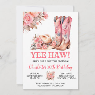 Invitation Russe Western Cowgirl fête d'anniversaire