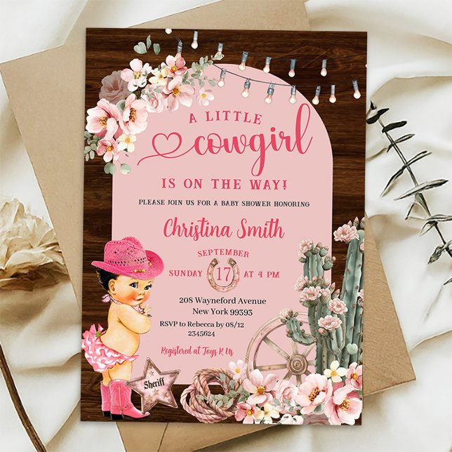 Invitation Russe Western Pink Boots Baby shower fille (Créateur téléchargé)