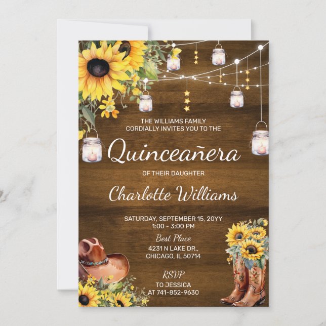 Invitation Russe Western Quinceañera fête d'anniversaire (Devant)