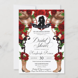 Invitation Russe Western Red Roses Cowgirl Fête des mariées I