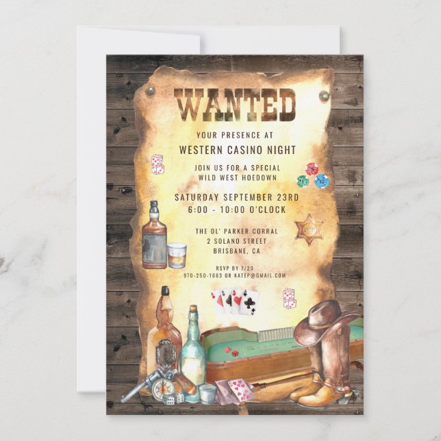 Invitation Russe Western Rodeo Cowboy Casino (Devant)