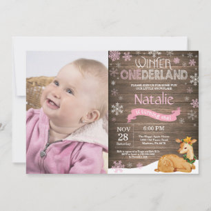 Invitation Russe Winter Onederland Cerf 1er anniversaire