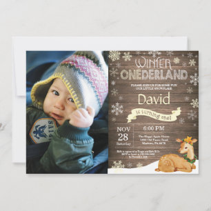 Invitation Russe Winter Onederland Cerf 1er anniversaire