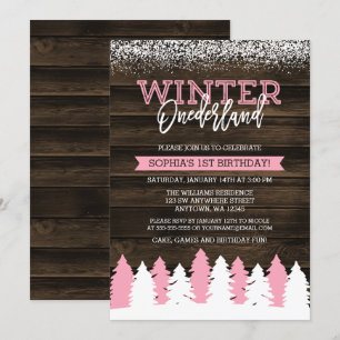 Invitation Russe Winter Onederland rose 1er anniversaire Invi