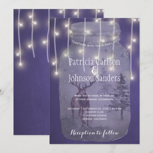 Invitation Russe Winter Wonderland Lights Mariage de tableau  (Devant / Derrière)